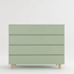 Cômoda de Bebê Haus Nature 4 Gavetas Verde Jardim e Carvalho 110CM