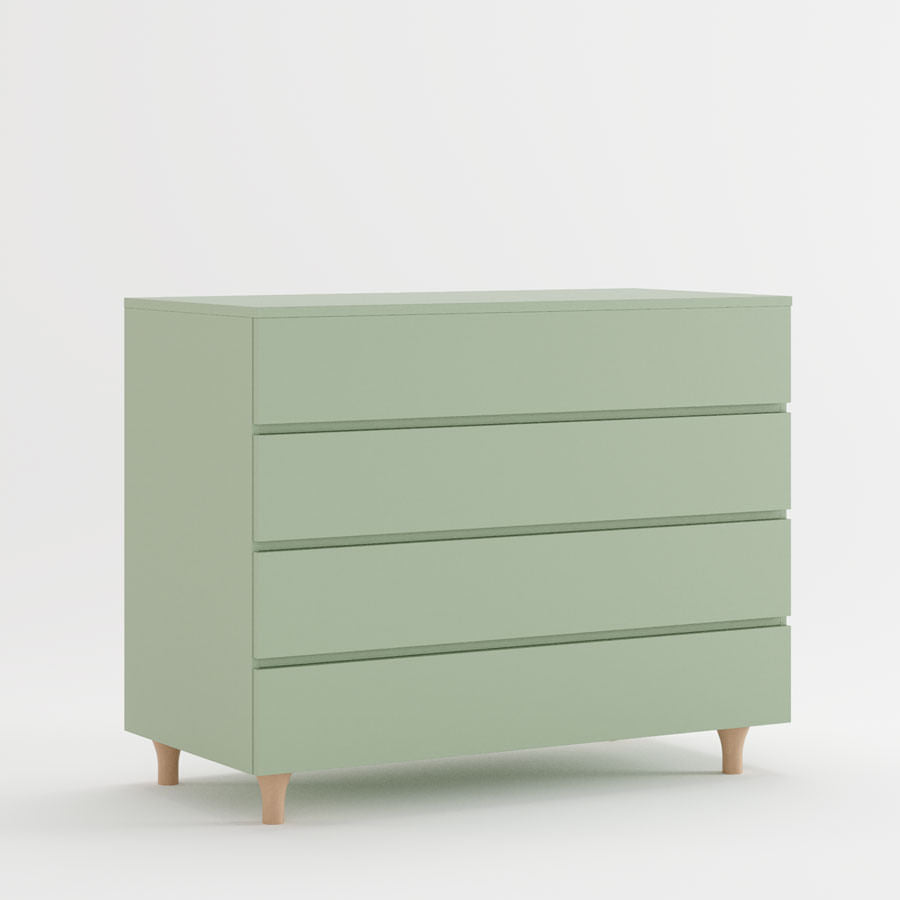 Cômoda de Bebê Haus Nature 4 Gavetas Verde Jardim e Carvalho 110CM
