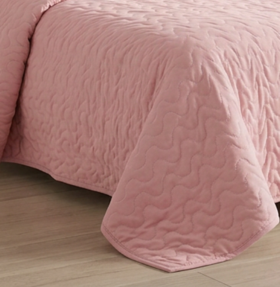 Kit Colcha Casal Infinity 3 Peças - Rosa Chá