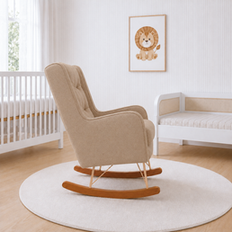 POLTRONA MAJU COM PUFF BALANÇO BOUCLE CARAMELO