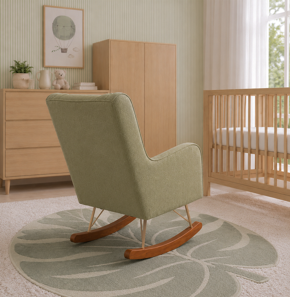POLTRONA MAJU COM PUFF BALANÇO BOUCLE VERDE