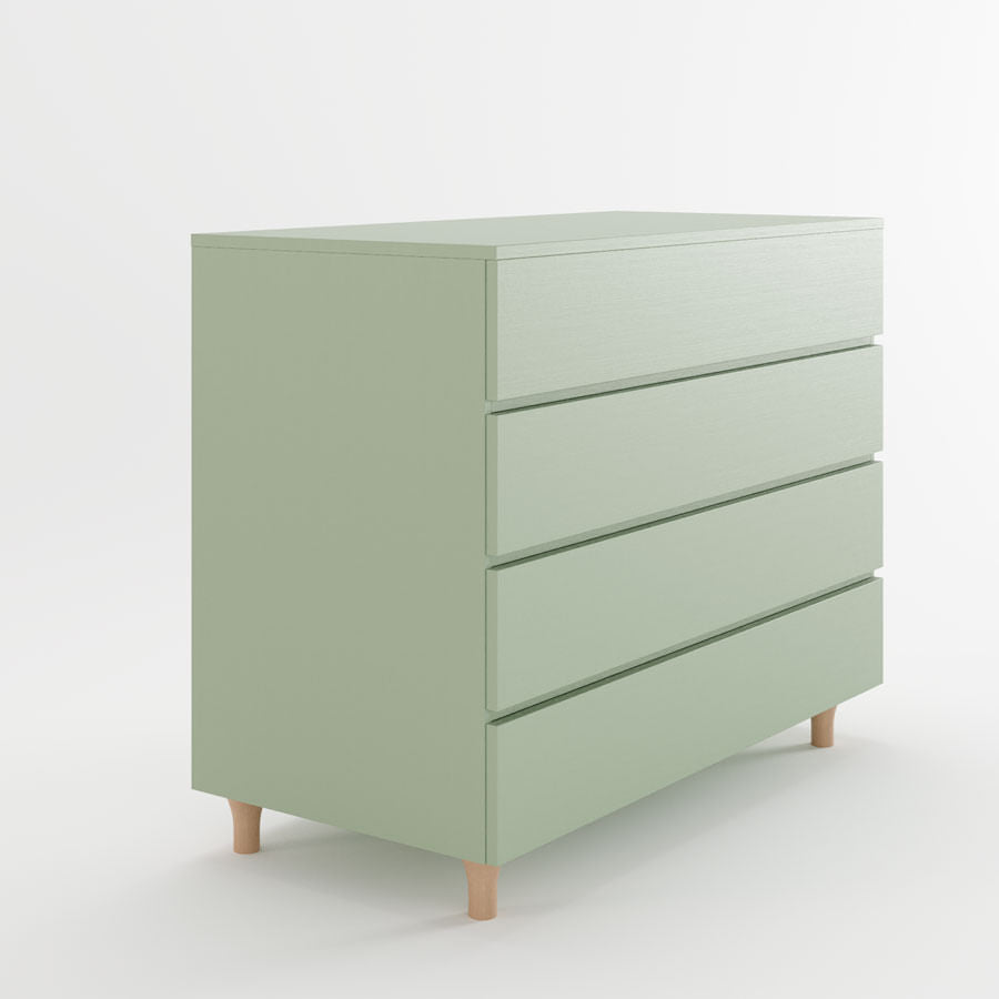 Cômoda de Bebê Haus Nature 4 Gavetas Verde Jardim e Carvalho 110CM