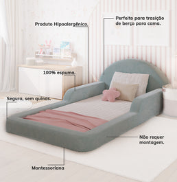 Cama Montessoriana Lumi Solteiro com Colchão – Verde