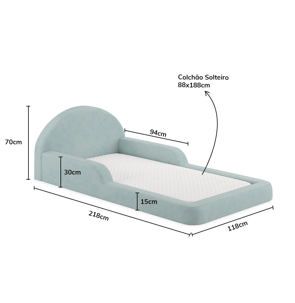 Cama Montessoriana Lumi Solteiro com Colchão – Verde