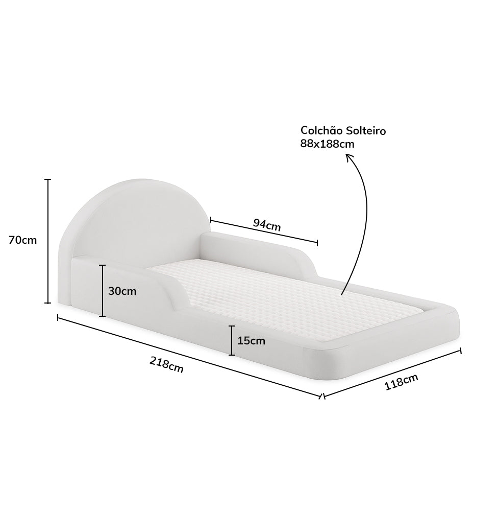 Cama Montessoriana Lumi Solteiro com Colchão – Cinza