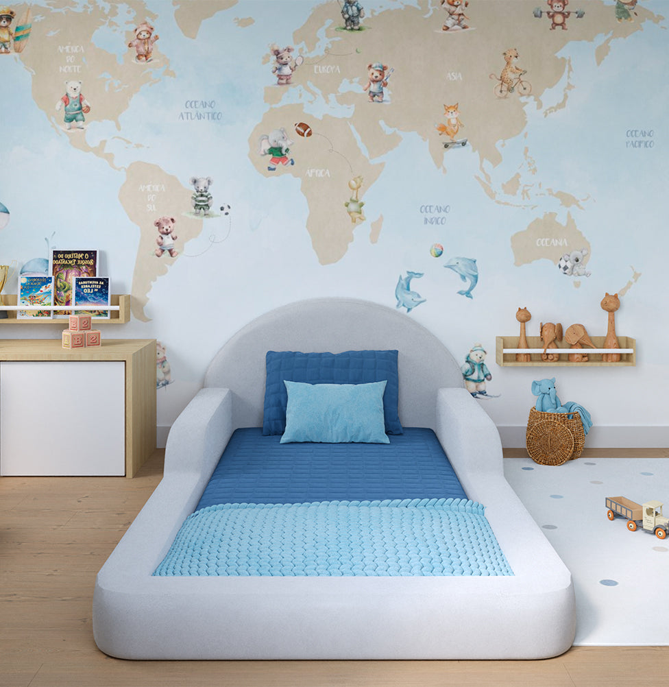 Cama Montessoriana Lumi Solteiro com Colchão – Cinza
