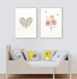 Conjunto com 2 quadros flores paris candy moldura filete pinus