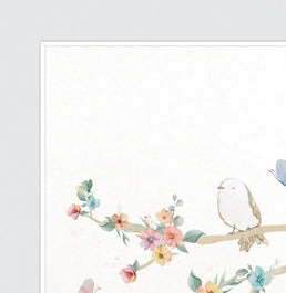 Conjunto com 3 quadros florese pássaros paris candy moldura filete branca