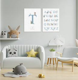 Conjunto com 2 Quadros Animais Esportistas com moldura Filete Pinus - Vertical