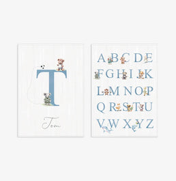 Conjunto com 2 Quadros Animais Esportistas com moldura Filete Pinus - Vertical