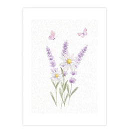 Quadro Infantil com Flores Lavanda Lilás - Vertical