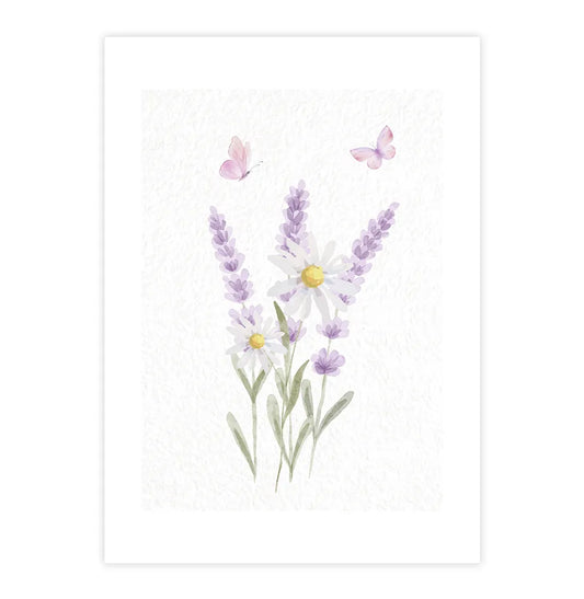 Quadro Infantil com Flores Lavanda Lilás - Vertical