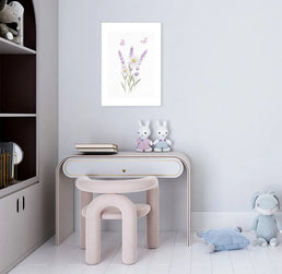 Quadro Infantil com Flores Lavanda Lilás - Vertical