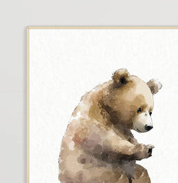 Conjunto com 2 Quadros Esquilo e Urso Verde Inicial Personalizada Moldura Filete Pinus