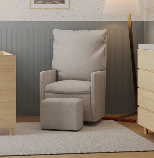 Poltrona de Amamentação Fit com Balanço e Puff - Linho Cinza