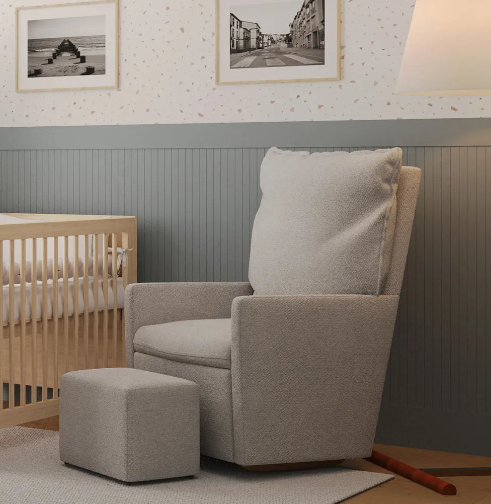 Poltrona de Amamentação Fit com Balanço e Puff - Linho Cinza