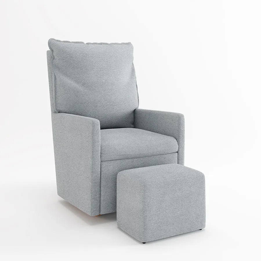 Poltrona de Amamentação Fit com Balanço e Puff - Linho Cinza