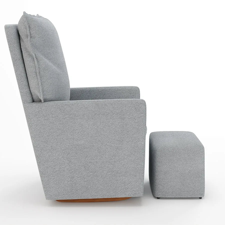 Poltrona de Amamentação Fit com Balanço e Puff - Linho Cinza