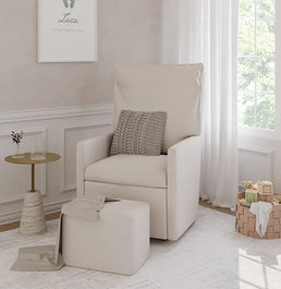 Poltrona de Amamentação Fit Com Balanço e Puff - Boucle Cru
