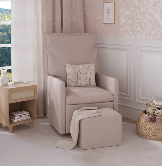 Poltrona de Amamentação Fit Com Balanço e Puff - Boucle Rosa