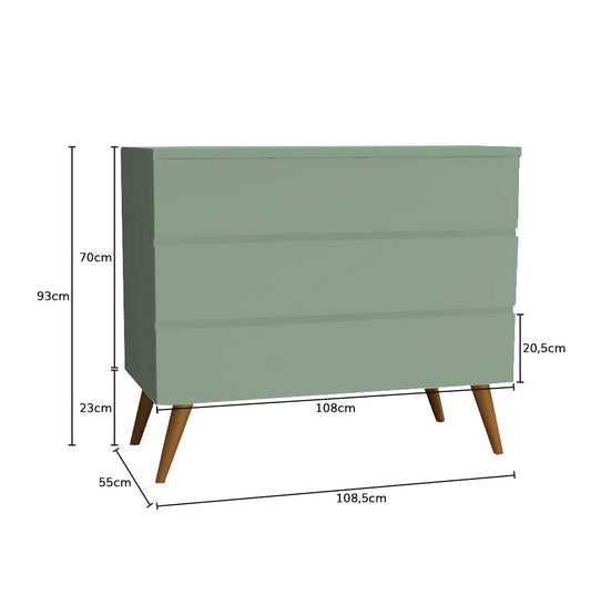 Cômoda de Bebê Viena Verde Jardim com Pé Mel