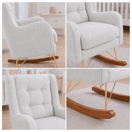 POLTRONA MAJU COM PUFF BALANÇO LINHO CANNES CINZA