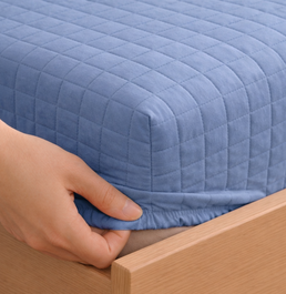 Colcha Com Elástico Quadradinho - Azul Jeans