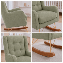 POLTRONA MAJU COM PUFF BALANÇO BOUCLE VERDE