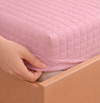 Colcha Com Elástico Quadradinho - Rosa Chá