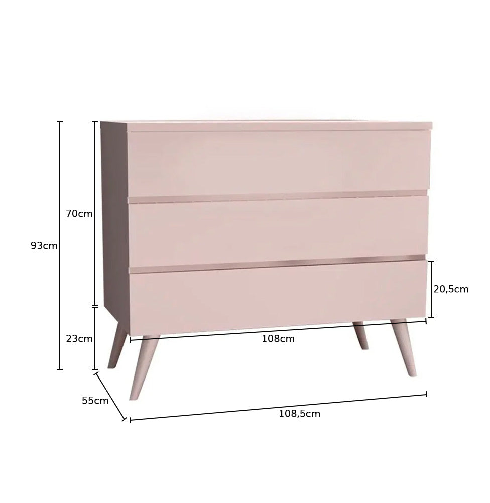 Cômoda de Bebê Viena Rosa Claro