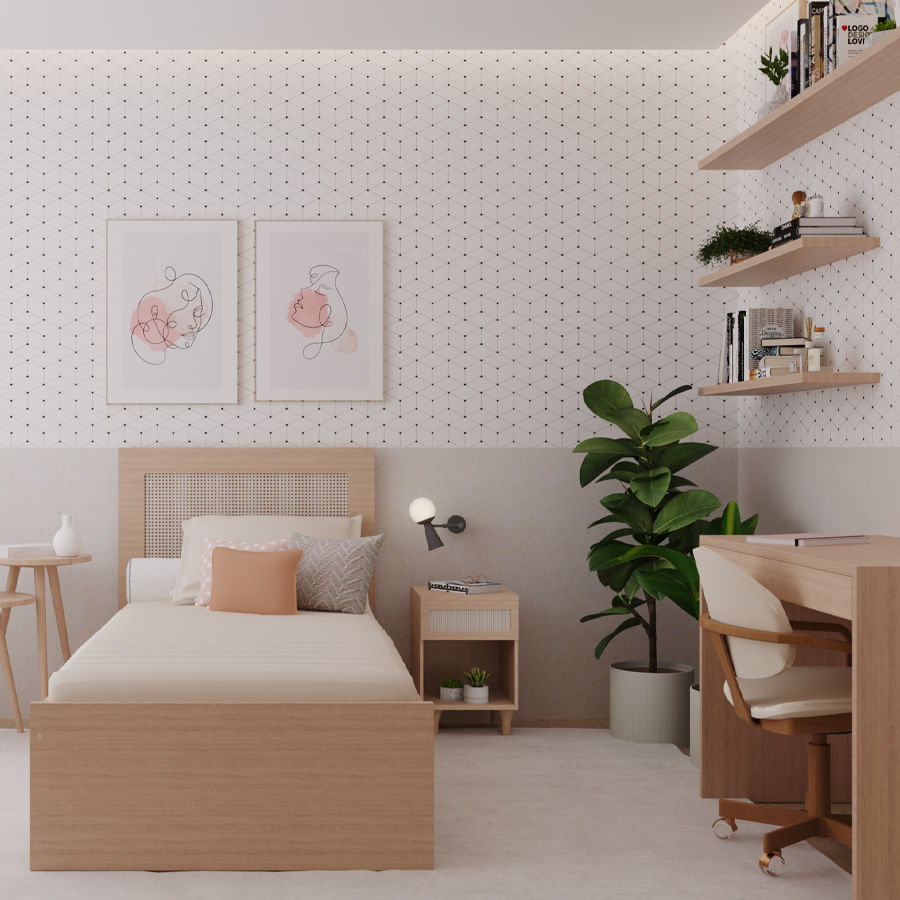 Quarto Haus Nature Palha Geométrico