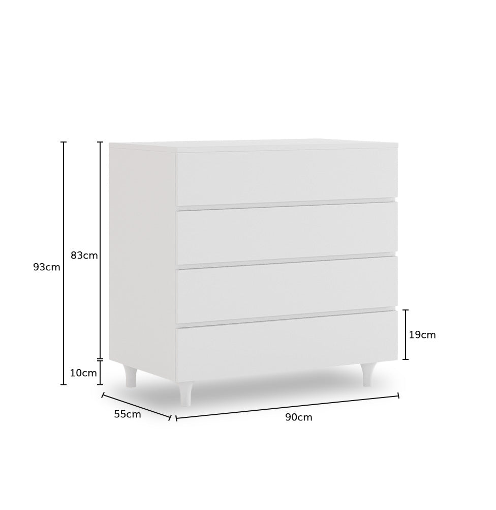 Cômoda de Bebê Haus Nature 4 Gavetas Branca 90CM