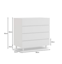 Cômoda de Bebê Haus Nature 4 Gavetas Branca 90CM