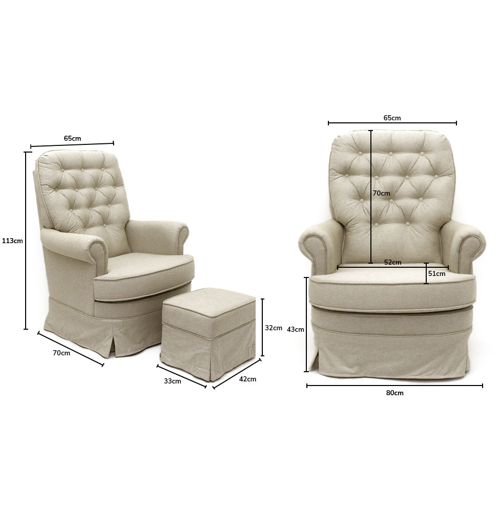 Poltrona de Amamentação Master Giro Balanço e Puff Chambre Bege