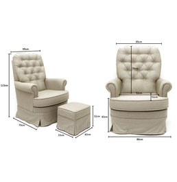 Poltrona de Amamentação Master Giro Balanço e Puff Chambre Bege