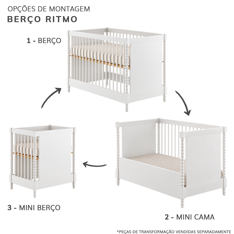 BERÇO RITMO 3 EM 1 - BRANCO