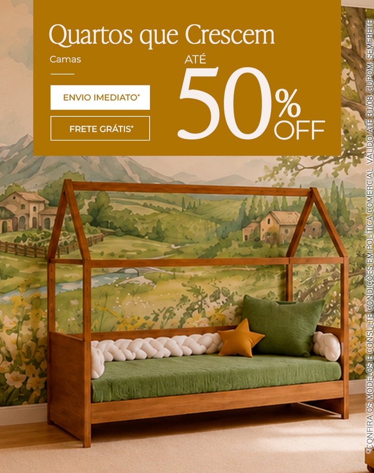 Promoção Quartos Crescem - camas até 50% off - válido até 31/08/2026
