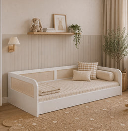 Cama Sofá Haus Arco com Palha 2 em 1 - Branca