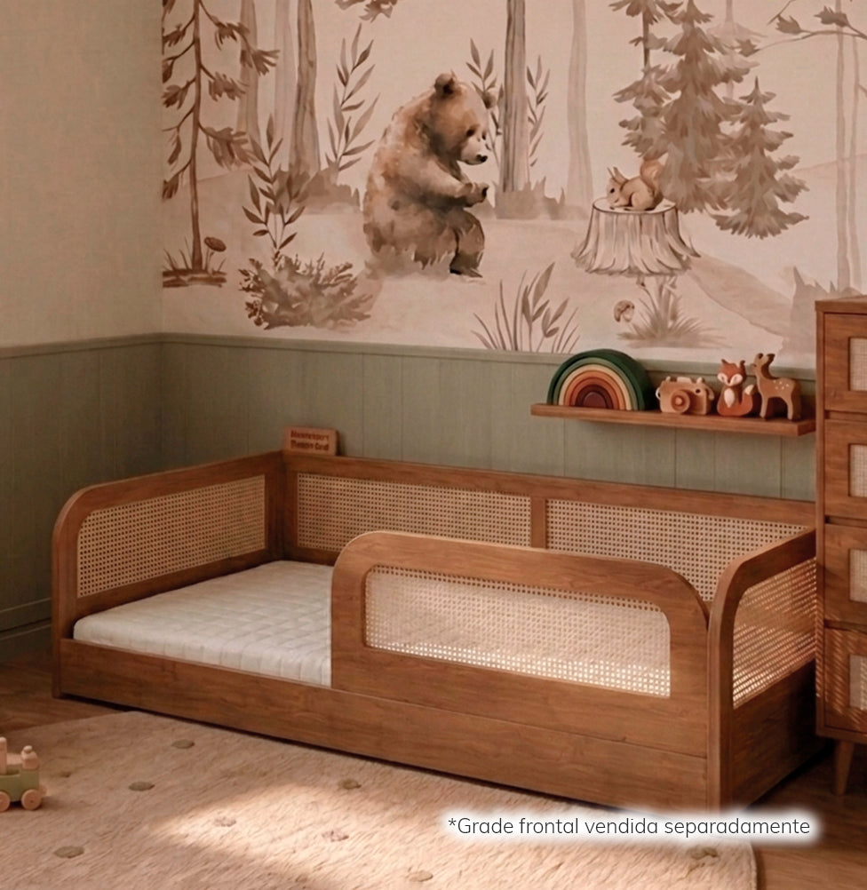 Cama Sofá Haus Arco Com Palha 2 em 1 Montessoriana - Freijó