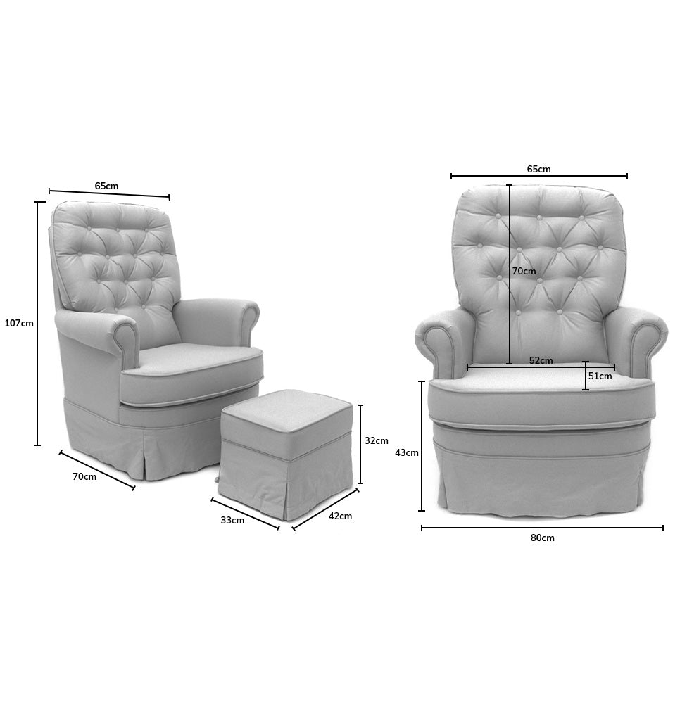 Poltrona de Amamentação Master Giro Balanço e Puff - Cinza