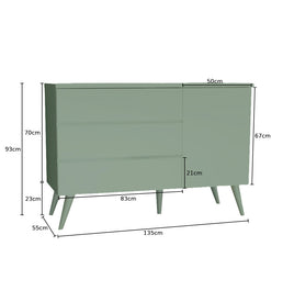Cômoda de Bebê Viena com Porta Verde Jardim