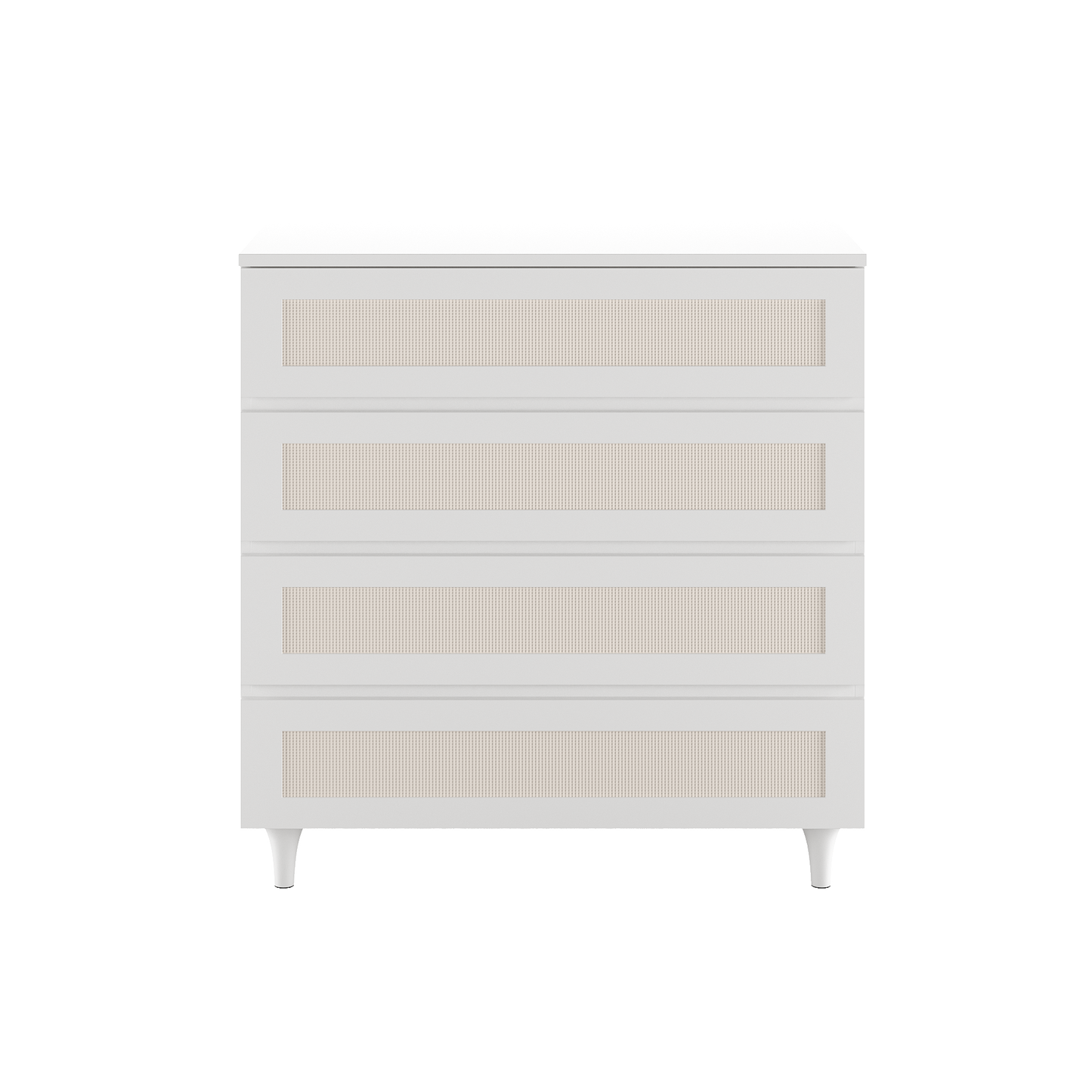 Cômoda Haus Nature com Palha e 4 Gavetas (90cm) - Branco