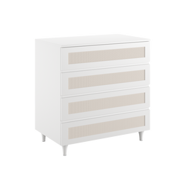 Cômoda Haus Nature com Palha e 4 Gavetas (90cm) - Branco