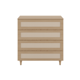 Cômoda Haus Nature com Palha e 4 Gavetas (90cm) - Carvalho