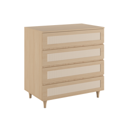 Cômoda Haus Nature com Palha e 4 Gavetas (90cm) - Carvalho