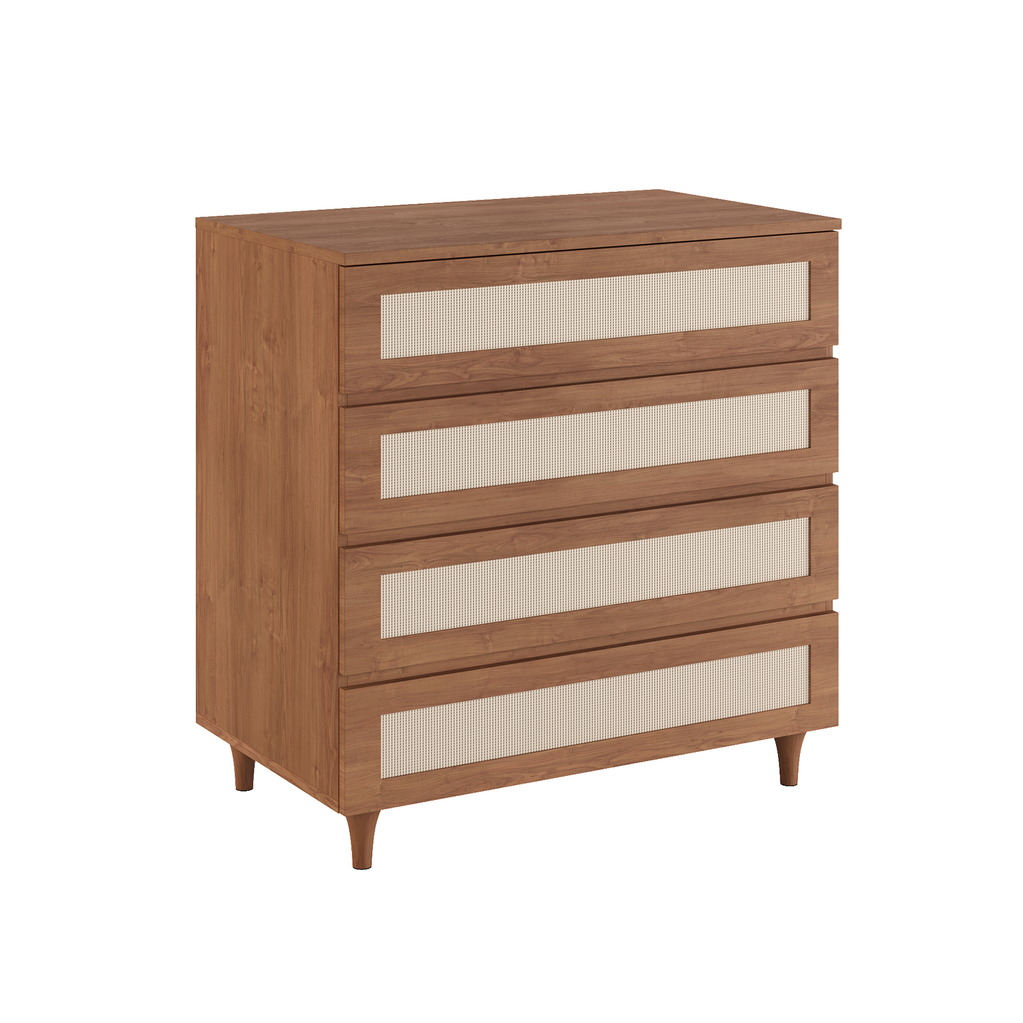 Cômoda Haus Nature com Palha e 4 Gavetas (90cm) - Freijó
