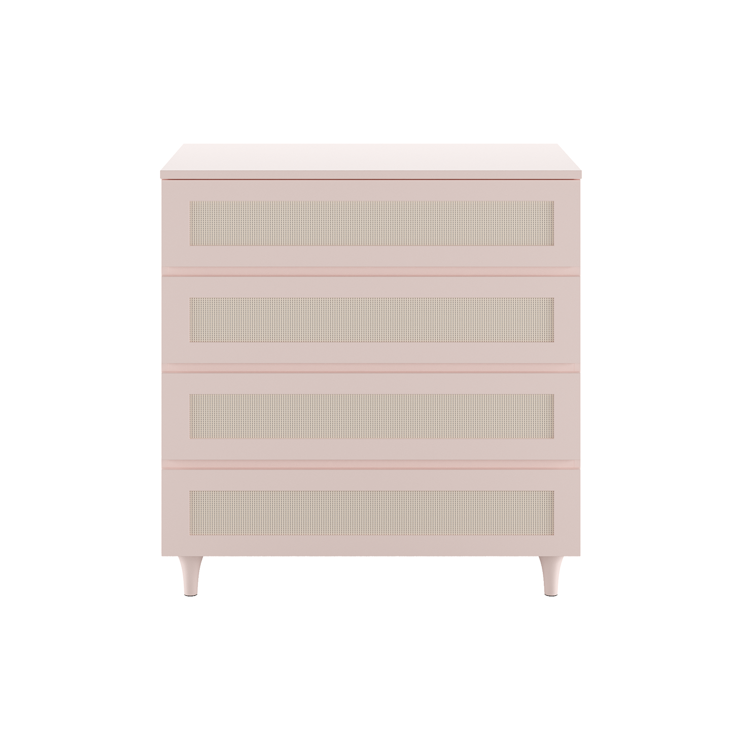Cômoda Haus Nature com Palha e 4 Gavetas (90cm) - Rosa Claro