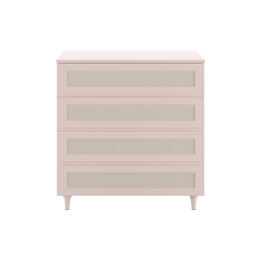 Cômoda Haus Nature com Palha e 4 Gavetas (90cm) - Rosa Claro