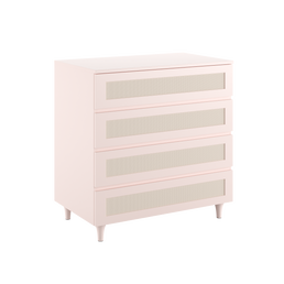 Cômoda Haus Nature com Palha e 4 Gavetas (90cm) - Rosa Claro