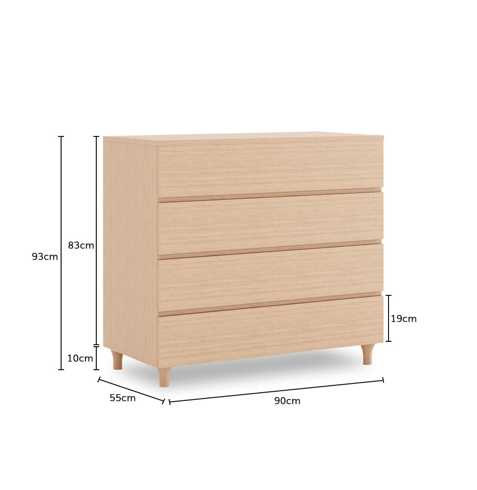 Cômoda de Bebê Haus Nature 4 Gavetas Carvalho 110cm